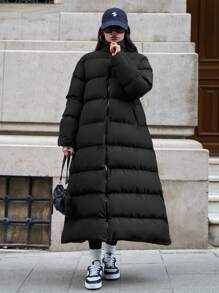 SHEIN Cottnline Premium Quality A Line Puffer Wintercoat - Black - View 3