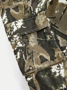 Tween Boy Fashionable American Streetwear Camouflage Straight Leg Loose Fit Multi Pockets Cargo Denim Jeans