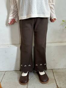 DAZY 年轻女孩休闲樱桃刺绣打底裤 - 灰色 - 查看 4