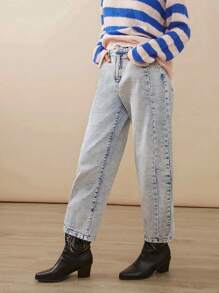 WESTFADE Premium Denim Stretch Barrel Leg 99% Cotton Ankle Jeans