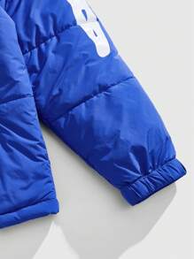 ROMWE MEN Street Life Men's Skeleton Print Long Sleeve Casual Loose Hooded Padded Coat, Winter, Halloween - Blue - View 5