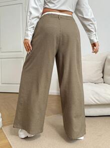 SHEIN EZwear 大码女式休闲格子阔腿裤 - 彩色 - 查看 2