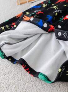 SHEIN 幼儿儿童卡通恐龙印花连帽羊毛夹克，温暖柔软百搭休闲外套，适合冬季户外玩耍