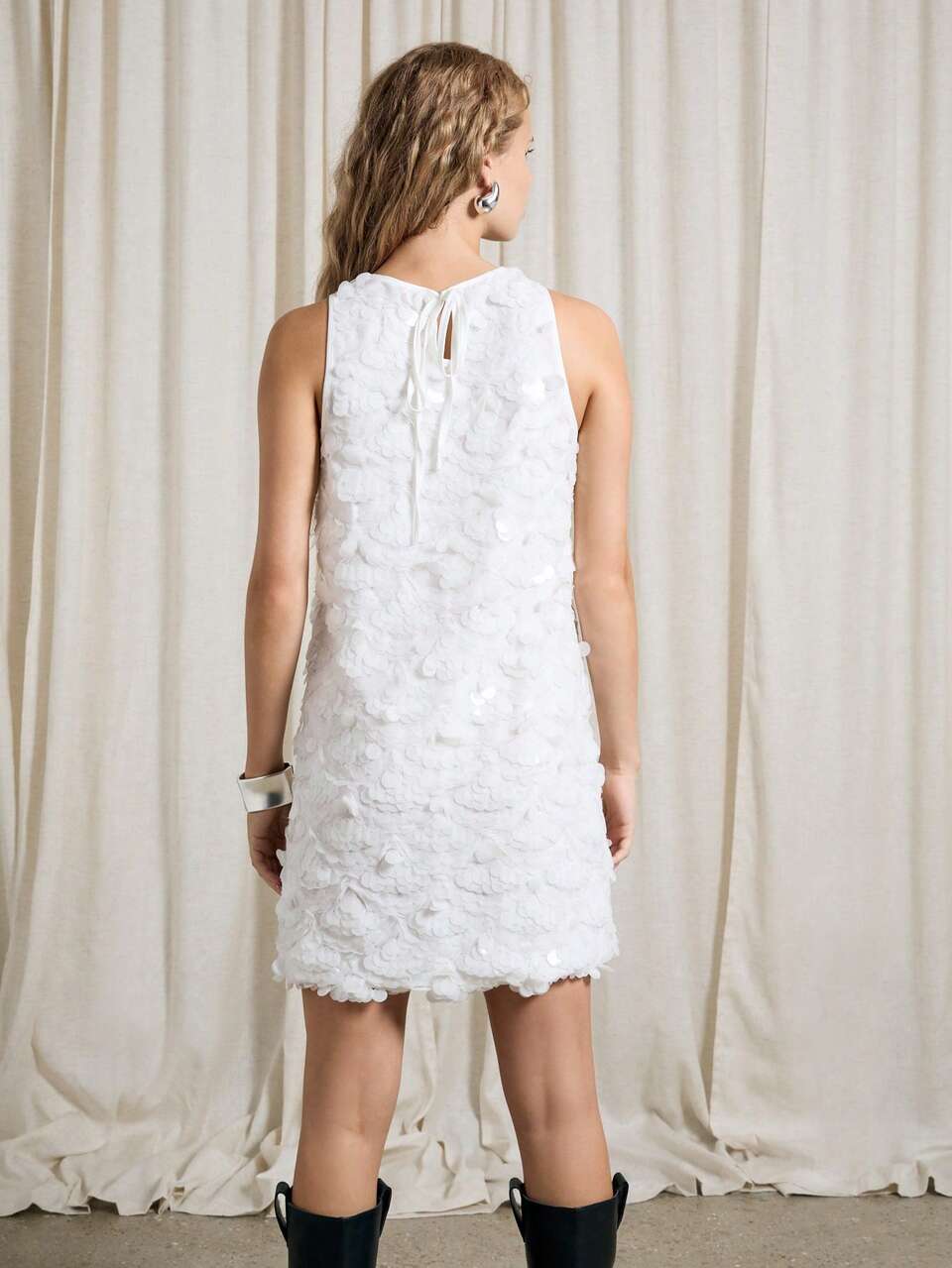 AiiRZ Rave Sequin Detail With Back Tie Shift A-Line Mini Dress