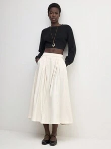 BizChic Women's White Basic A-Line Skirt, Versatile For Urban Commute, Business, Casual, Office Wear, Elegant Women's Formal Attire - Apricot - View 7