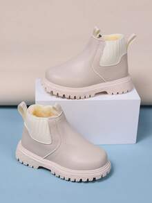 冬季时尚休闲潮流保暖防滑婴儿踝靴 - 米色 - 查看 3