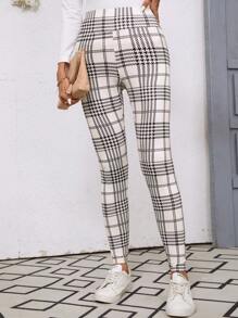 EMERY ROSE Women Elastic Waist Plaid Printed Leggings
