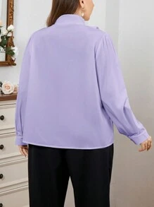 Firerie Camisa elegante para oficina con dobladillo asimétrico con volantes para tallas grandes