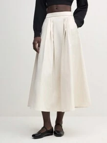 BizChic Women's White Basic A-Line Skirt, Versatile For Urban Commute, Business, Casual, Office Wear, Elegant Women's Formal Attire - Apricot - View 6