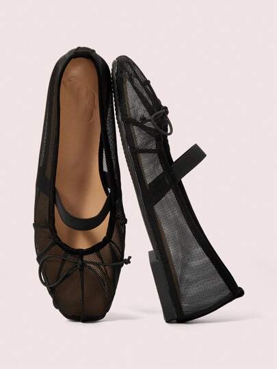 CUCCOO DOLLMOD 女士时尚黑色网眼平底高跟鞋新年假期