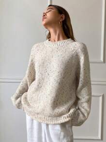 DAZY Women's Round Neck Oversized Pullover Sweater Fall - Multicolor - View 2