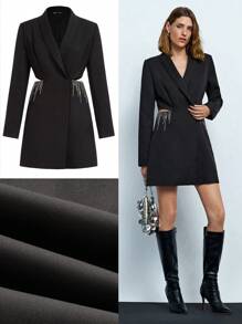 Maija 女士黑色镂空水晶流苏装饰短款西装外套，适合春夏、派对、节日、圣帕特里克节、复活节、春节以及秋冬穿着。