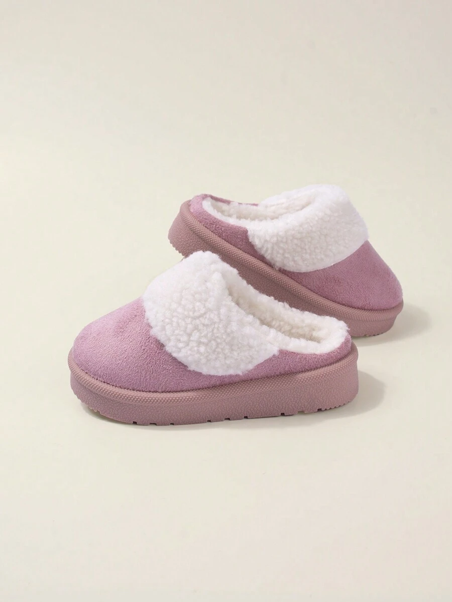 1 Pair Girls' Pink Flat Comfortable Slippers, Cute & Casual For Winter Indoor Wear