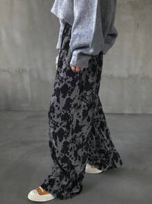 FRIFUL Women's Loose Drawstring Waist Ombre Color Block Casual Pants Fall,Winter - Multicolor - View 7