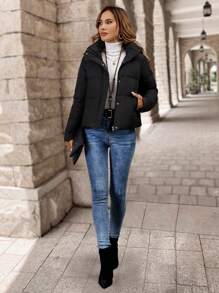 EMERY ROSE Women's Solid Color Long Sleeve  Coat