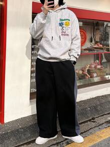 DAZY Herren Langarm Pullover Hoodie mit Buchstaben Grafik und Tasche, Lässig für den Herbst