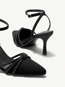 CUCCOO CHICEST Women's Black High Heel Rhinestone Sandals - Black - View 3