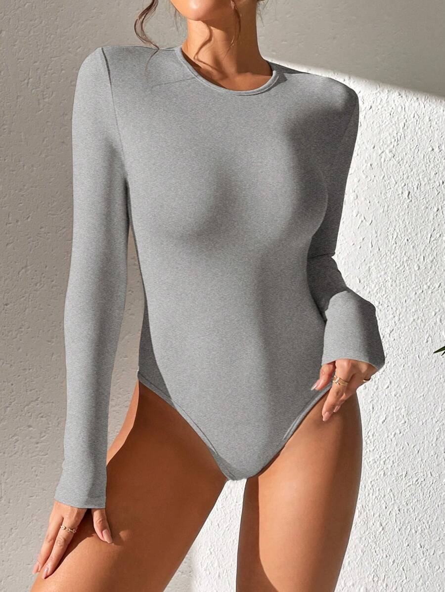 SHEIN PETITE 纯色修身春季女式紧身衣