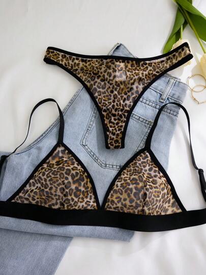 Bare Chapter Women Verleidelijke Lingerie Set (Wireless Bra, String) ClassicAnimalPrint view 4