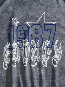 Manfinity VCAY Plus Size Men's Loose Letter & Number Print Crew Neck Long Sleeve Sweatshirt, For Fall Winter - Multicolor - View 5