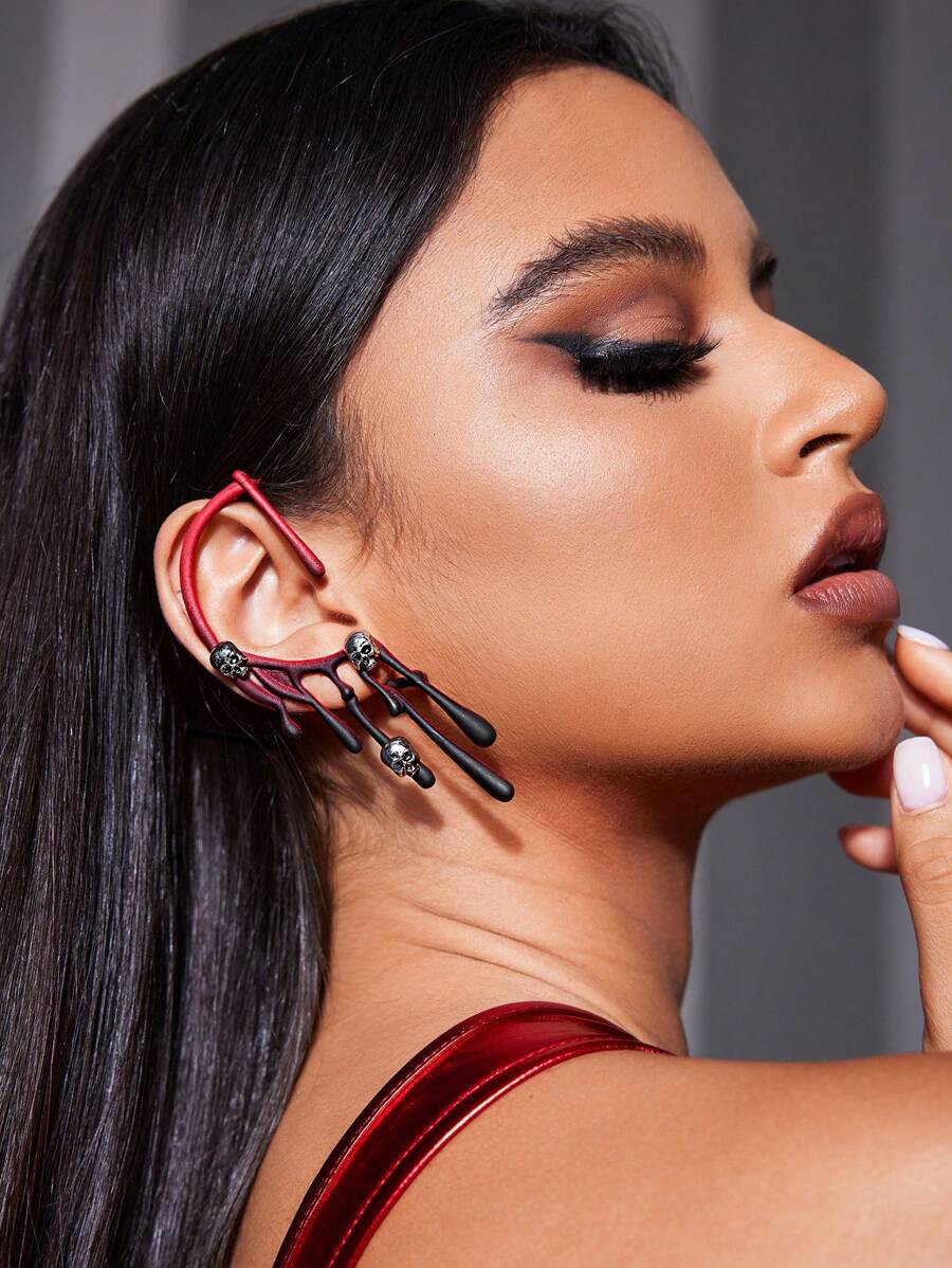 SHEIN ICON 1 Máy Tính Nữ Dễ Thương Y2K Đồng Hồ Phóng Đại Dung Nham Tai Phụ Kiện Thích Hợp Cho Halloween, Đảng, Câu Lạc Bộ Đêm - Màu Đỏ Sâu - Xem 1