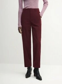 BizChic Women's Red Long Pants, Elegant Business Attire For Thanksgiving, Suitable For Winter, - Burgundy - View 7