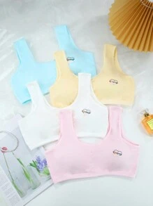 Bộ đồ lót hai dây Macaron thoáng khí tối giản màu trơn dành cho bé gái tuổi mới lớn 5 món - Nhiều màu - Xem 1