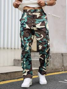 Manfinity LEGND Plus Size Men's Camouflage Print Cargo Straight-Leg Pants - Multicolor - View 7