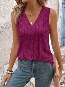 SHEIN LUNE Women Summer Casual Solid Color Camisole - Red Violet - View 3