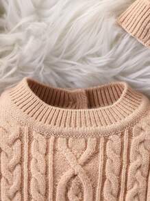 SHEIN Baby Boy Solid Color Knitted Jumpsuit Autumn Winter