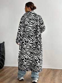 Lunelith SHEIN Lunessa Modna damska kurtka w zebrę na jesień i zimę