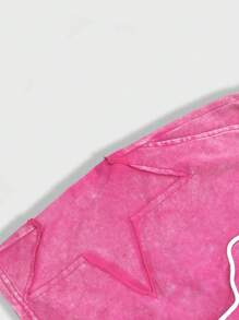 ROMWE MEN Street Life Spring/Summer Casual Graphic Pink Men'S Star Shaped Strap Decoration Solid Color Shorts - Pink - View 3
