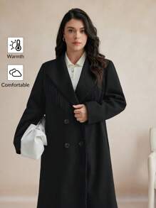 BizChic Damen Große Größen klassische schwarze Pendler Jacke mit Fransen