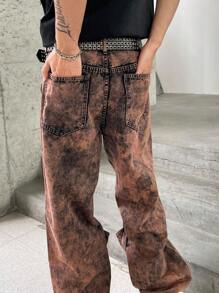 Manfinity EMRG Men's Fashion Washed Straight-Leg Jeans - Multicolor - View 2