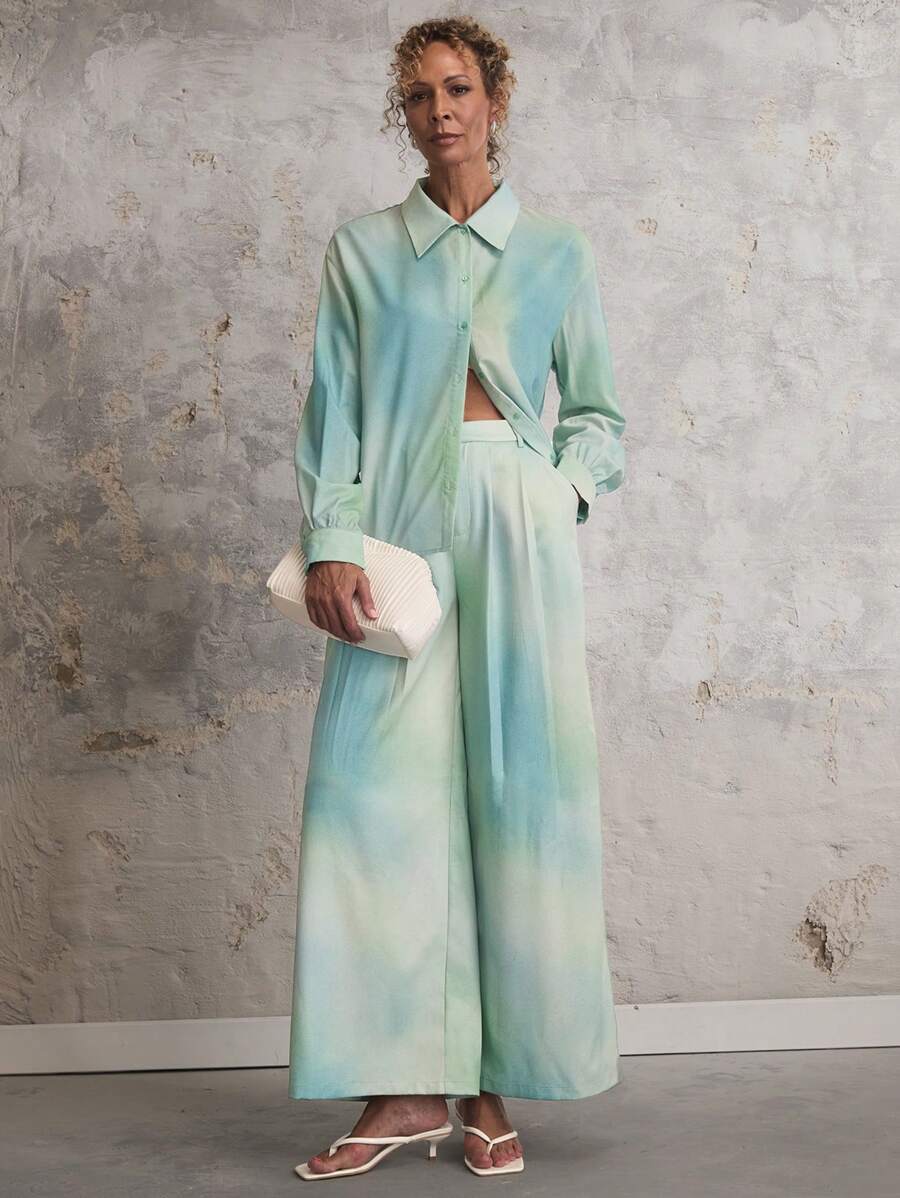SHEIN Unity Quần âu thường ngày Gradient dành cho nữ có túi, giải trí hàng ngày - Nhiều màu - Xem 1