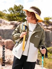 SHEIN 青少年男孩休闲户外运动彩色拉链连帽夹克，带口袋 - 彩色 - 查看 8