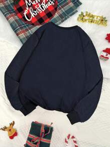 1pc Women Crewneck Sweatshirt, Funny Snowman Skiing Print Comfortable Sweatshirt Fabric, Winter Warm, Casual, Cozy Family Matching Pullover Fall - Multicolor - View 2