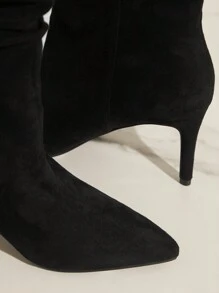 SHUZIA Black Suede High Heel Slip-On Stiletto Pointed Toe Booties Holiday Vacay Vibe For And Summer Shoes Spring Shoes Spring Break Easter - Black - View 7