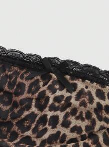 ROMWE J-Fashion 2 件 Y2K 豹纹印花短款短裤和上衣套装（女款） - 棕色 - 查看 4