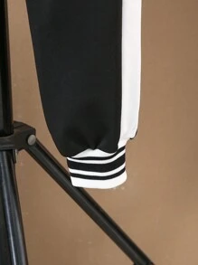 2st/set Tween pojkar tryckt långärmad baseballjacka och byxor - Svart och Vitt - Visa 3