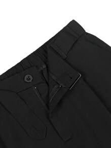 Manfinity Bizformal Men's Slim Fit Casual Pants, Vintage British Style, Fall - Black - View 6