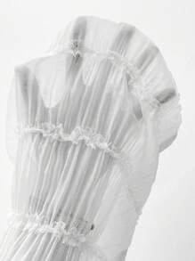 Breezaya Women's Ruffle Hem Top With Neck Tie - White - View 6