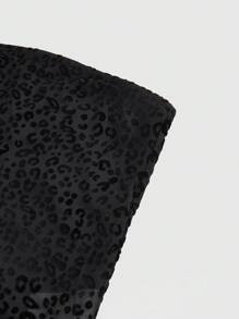 ROMWE Goth Top bandeau de malla transparente con estampado de leopardo para mujer - Negro - Ver 3