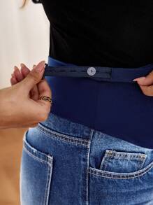 Maternity Contrast Patchwork High Waist Ripped Denim Jeans - Medium Wash - View 7