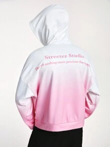 Manfinity NXTstreet Men's Gradient Color Digital Print Loose Fit Long Sleeve Hooded Sweater, For Fall Winter - Pink - View 4