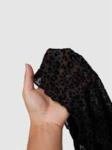 ROMWE Goth Top bandeau de malla transparente con estampado de leopardo para mujer - Negro - Ver 5