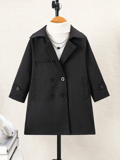年轻女孩双排扣系带中长款风衣，春秋