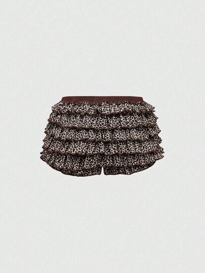 J-Fashion Falda con estampado de leopardo y malla de estilo Harajuku Y2K para mujer, para otoño e invierno