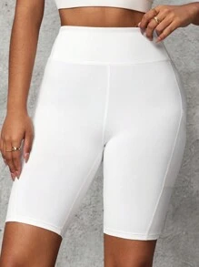 SHEIN Essnce 2pcs Women Summer Fitness Yoga Tight Shorts With Pockets, Sports Running Cycling Set - Multicolor - View 7