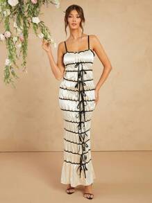 Hauture 蝴蝶结缎带细节长款吊带连衣裙